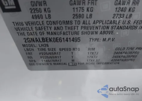 2014 Chevrolet Equinox 1Lt from USA, damaged, VIN 2GNALBEK0E6141495